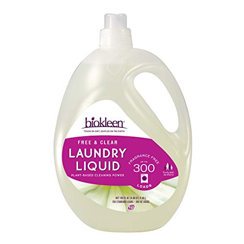 Product Cover Biokleen Free & Clear Laundry Detergent - 300 HE Loads - 150 Ounce - Detergent Liquid, Concentrated, Eco-Friendly, Non-Toxic, Plant-Based, No Artificial Fragrance or Preservatives, Unscented