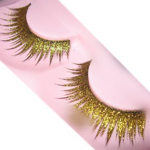 Product Cover Goege Shiny Long and Thick Exaggerated False Eyelashes Extension for Women Girls Cosplay Fancy Ball Halloween (Gold)