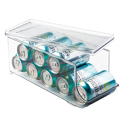 Product Cover iDesign Plastic Canned Food and Soda Can Organizer with Lid for Refrigerator, Freezer, and Pantry for Organizing Tea, Pop, Beer, Water, BPA-Free, 13.75