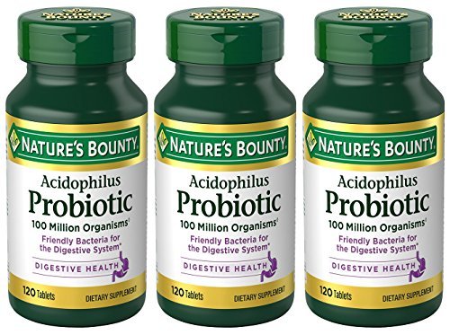 Product Cover Nature's Bounty Probiotic Acidophilus, 360 Tablets (3 X 120 Count Bottles)