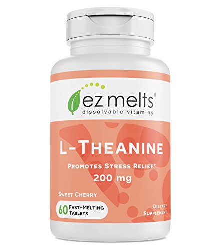 Product Cover EZ Melts L-Theanine, 200 mg, Sublingual Vitamins, Vegan, Zero Sugar, Natural Cherry Flavor, 60 Fast Dissolve Tablets