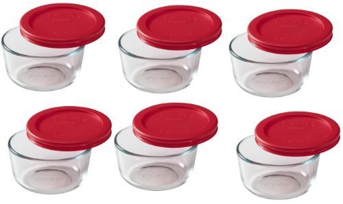 Product Cover Pyrex 1-cup Storage Containers (Pack of 6) - Total 12-Piece Value Pack