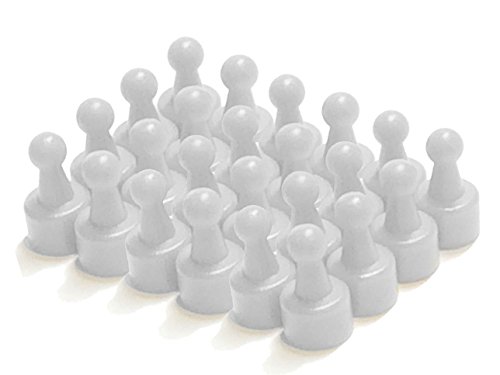 Product Cover 24 White Pawn Magnetic Map/Push Pins - Perfect for Maps, Whiteboards, Refrigerators, and the Office