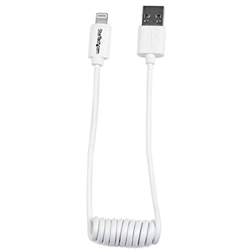 Product Cover StarTech.com Lightning to USB Cable - Coiled Lightning Cable - 0.3m (1ft) - White - Apple MFi Certified (USBCLT30CMW)