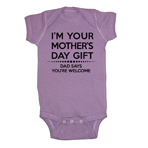 Product Cover LOL Baby! Happy Mother's Day Dad Says You're Welcome Baby Bodysuit & Kids T-Shirts (Lavender, 6 Months)