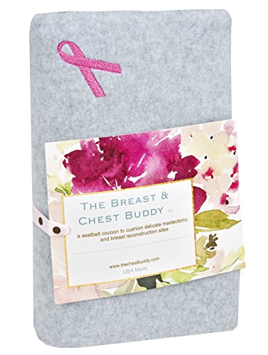 Product Cover The Breast and Chest Buddy Mastectomy Pillow and Seatbelt Cushion for Mastectomy and Breast Reconstruction Sites Gray with Pink Ribbon