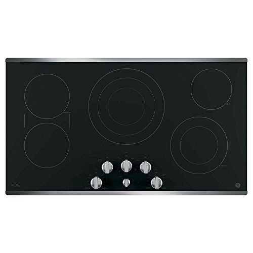 Product Cover GE PP7036SJSS 36 Inch Smoothtop Electric Cooktop with 5 Radiant Elements, Sync, Versatile Burners, Keep Warm Setting, Control Lock Capability, Red LED Backlit Knobs, ADA Compliant Fits Guarantee