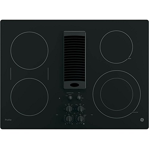 Product Cover GE PP9830DJBB 30 Inch Smoothtop Electric Cooktop with 4 Burners, 3-Speed Downdraft Exhaust System, 9
