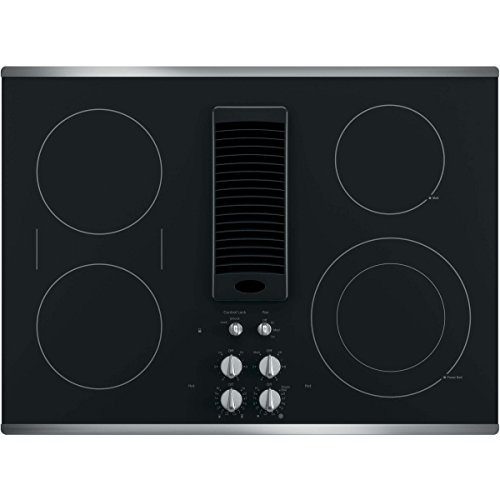 Product Cover GE PP9830SJSS 30 Inch Smoothtop Electric Cooktop with 4 Burners, 3-Speed Downdraft Exhaust System, 9
