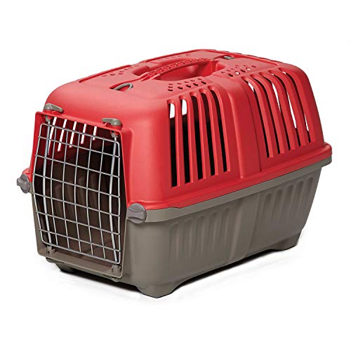 Product Cover Pet Carrier: Hard-Sided Dog Carrier, Cat Carrier, Small Animal Carrier in Red| Inside Dims 20.70L x 13.22W x 14.09H & Suitable for Tiny Dog Breeds | Perfect Dog Kennel Travel Carrier for Quick Trips