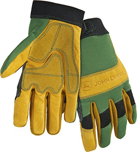 Product Cover West Chester John Deere JD00009 Top Grain Cowhide Leather Work Gloves with Reinforced Palm: Large, 1 Pair