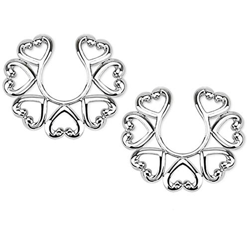 Product Cover Vintage Hearts Clip On Non Pierce Nipple Rings - Sold as Pair by Pierced Owl