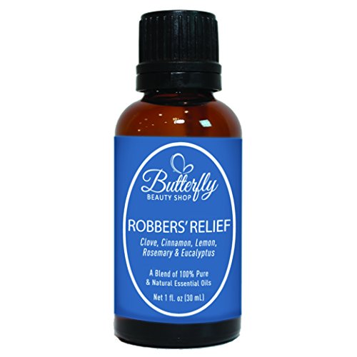 Product Cover Robbers' Relief: 30mL. (Compare to Thieves by Young Living). A Powerful & Therapeutic Combination of 5 Essential Oils: Clove, Cinnamon, Lemon, Rosemary & Eucalyptus