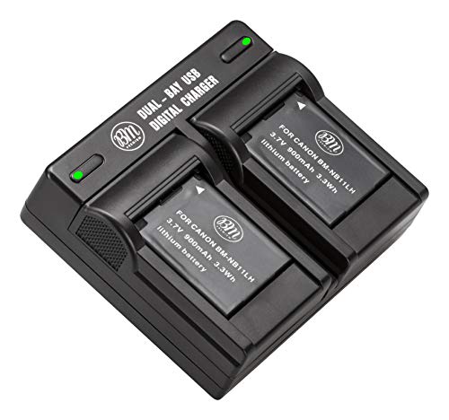 Product Cover BM Premium 2 Pack Of NB-11L, NB-11LH Batteries and Dual Battery Charger Kit for Canon PowerShot Elph 110, Elph 130, Elph 135 IS, Elph 140 IS, Elph 150 IS, Elph 160, Elph 170 IS, Elph 180, Elph 190 IS, Elph 320 HS, Elph 340 HS, Elph 350 HS,