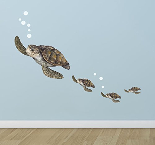 Product Cover Create-A-Mural : Sea Turtle Family Wall Decals ~Under The Sea Decor Wall Stickers, Underwater Ocean Decals for Walls, Peel n Stick Room Decor