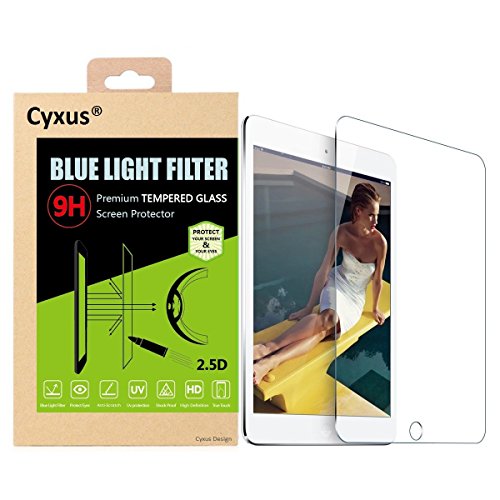 Product Cover Cyxus Blue Light UV Filter Premium [Tempered Glass] 9H Hardness Film HD Clear Screen Protector for Apple iPad Air 2 / iPad Air 9.7