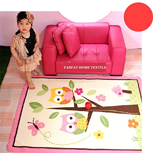 Product Cover FADFAY Home Textile,Unique Cartoon Owl Carpet,Designer Pink Fairy Girls Rug for Living Room,Delicate Butterfly Kids Rug