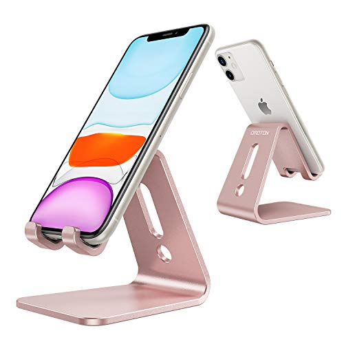 Product Cover OMOTON Desktop Cell Phone Stand [Updated Solid Version], Advanced 4mm Thickness Aluminum Stand Holder for Switch, Mobile Phone (All Size), iPhone 11 Pro Xs Max Xr, Rose Gold