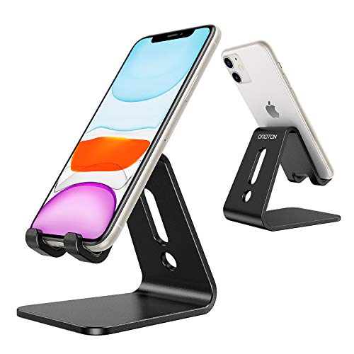 Product Cover OMOTON Desktop Cell Phone Stand [Updated Solid Version], Advanced 4mm Thickness Aluminum Stand Holder for Switch, Mobile Phone (All Size), iPhone 11 Pro Xs Max Xr, Black