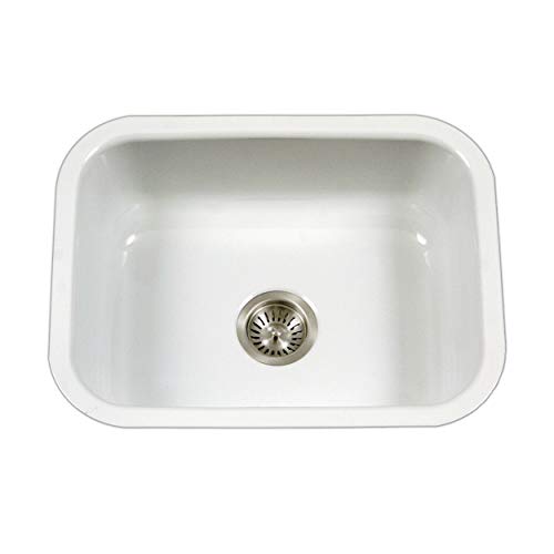 Product Cover Houzer PCS-2500 WH Porcela Series Porcelain Enamel Steel Undermount Single Bowl Kitchen Sink, White