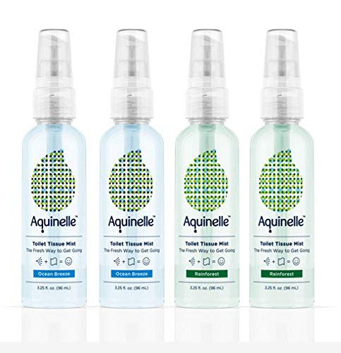 Product Cover Aquinelle Toilet Tissue Mist - Value Pack of 4 Convenient 3.25oz Bottles - Non-Clogging Alternative to Flushable Wipes - Simply Spray On: Quilted Northern, Kleenex Or Any Folded Toilet Paper