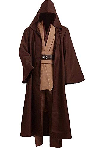 Product Cover Cosplaysky Adult Tunic Hooded Robe Outfit for Jedi Costume Brown Version Large