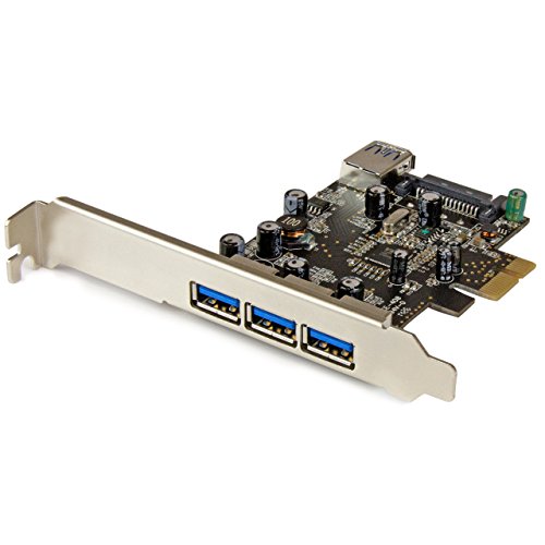 Product Cover StarTech.com 4 Port PCI Express USB 3.0 Card - 3 External and 1 Internal - Native OS Support in Windows 8 and 7 - Standard and Low-Profile (PEXUSB3S42)