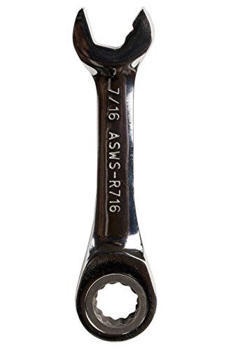 Product Cover Jonard Tools ASWS-R716, Stubby Ratcheting Combination Speed Wrench, Angled Head, 7/16