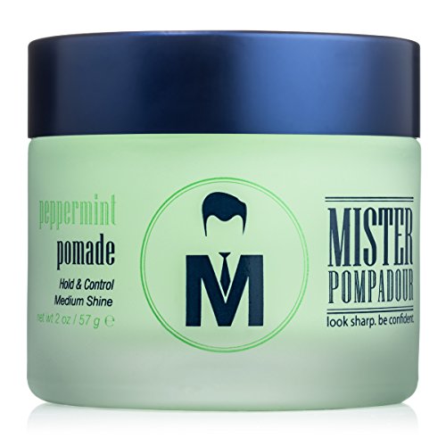 Product Cover Mister Pompadour Peppermint Pomade | Water-Based Pomade For Men | Medium Hold and High Shine | Natural Ingredients | 2oz