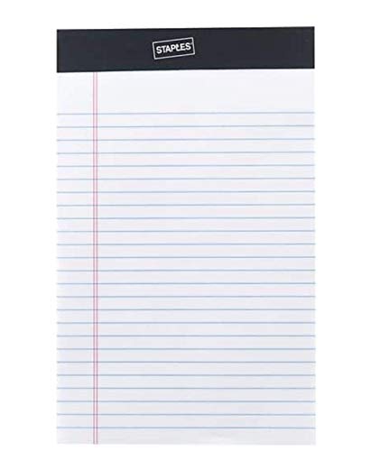Product Cover Staples Perforated Notepad, Narrow Ruled, White, 5