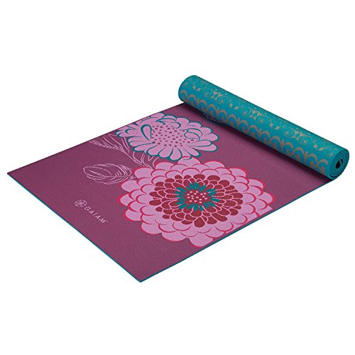 Product Cover Gaiam Yoga Mat Premium Print Reversible Extra Thick Non Slip Exercise & Fitness Mat for All Types of Yoga, Pilates & Floor Workouts, Kiku, 6mm