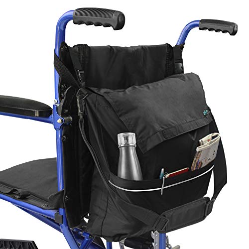 Product Cover Vive Wheelchair Bag - Wheel Chair Storage Tote Accessory for Carrying Loose Items and Accessories - Travel Messenger Backpack for Men, Women, Handicap, Elderly - Accessible Pouch and Pockets, Black