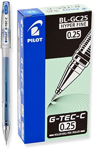 Product Cover PILOT G-Tec-C Gel Ink Rolling Ball Pens, Hyper Fine Point (0.25mm), Blue Ink, 12 Count (35486)