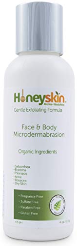 Product Cover Face and Body Microdermabrasion Scrub - Natural & Organic Face Exfoliator with Manuka Honey & Aloe Vera for Dry & Sensitive Skin - Anti Aging Brightening Facial Scrub and Deep Pore Cleanser (4 oz)