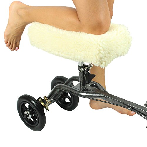 Product Cover Vive Knee Walker Pad Cover - Plush Synthetic Faux Sheepskin Scooter Cushion - Accessory for Knee Roller - Leg Cart Improves Comfort During Injury - Padded, Washable Protector Pillow for Kids, Adults