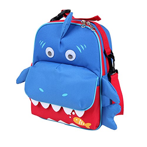 Product Cover Yodo 3-Way Convertible Playful Insulated Kids Lunch Boxes Carry Bag / Preschool Toddler Backpack for Boys Girls, with Quick Access front Pouch for Snacks, Shark