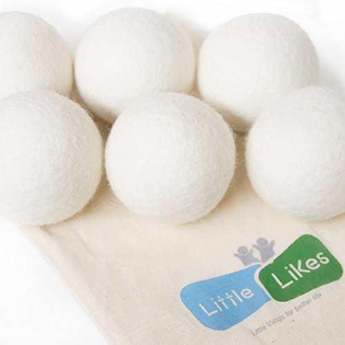 Product Cover Little Likes Dryer Balls, Pack of 6 Dryer Balls, 100% Organic, Reusable, Reduce Wrinkles, Saves Drying Time & Chemical Free, Handmade Dryer Balls