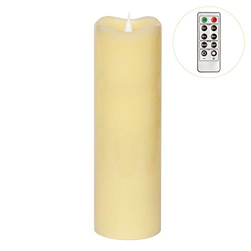 Product Cover 3D Moving Flame Led Candle With Timer, Pillar Flamless Candle for Christmas Decoration, 3x7 Inch, Ivory