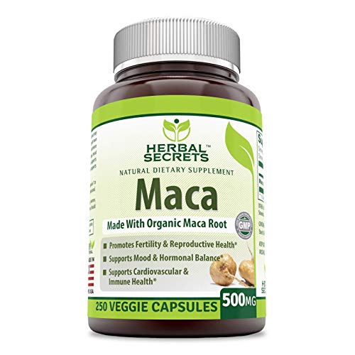 Product Cover Herbal Secrets Maca 500 Mg 250 Veggie Capsules (Non-GMO) - Supports Reproductive Health, Mood, Hormonal Balance, Cardiovascular Health & Immune Health*