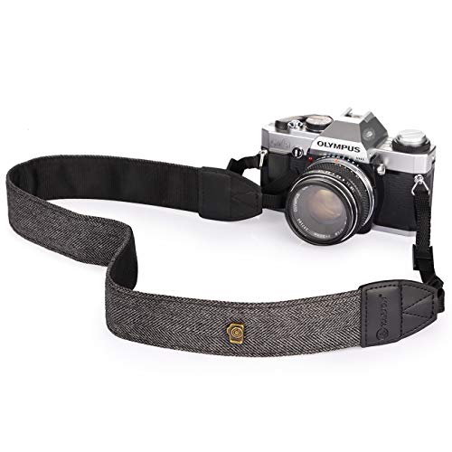 Product Cover TARION Camera Shoulder Neck Strap Vintage Belt for All DSLR Camera Nikon Canon Sony Pentax Classic White and Black Weave (Upgraded Version)