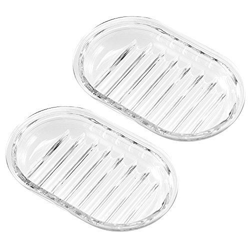 Product Cover iDesign Plastic Bar Soap Holder for Bathroom Shower - Set of 2, Round, Clear