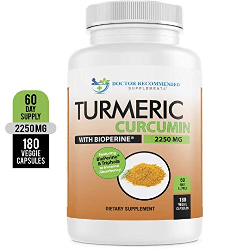 Product Cover Turmeric Curcumin - 2250mg/d - 180 Veggie Caps - 95% Curcuminoids with Black Pepper Extract (Bioperine) - 750mg Capsules - Most Powerful Turmeric Supplement with Triphala