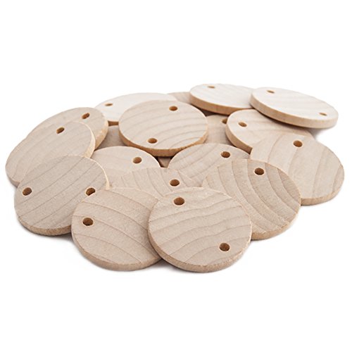 Product Cover Round 1-1/4 inch Real Wooden Board Tags - Circular Wooden Tags for Birthday Boards, Chore Boards or Other Special Dates - Bag of 100
