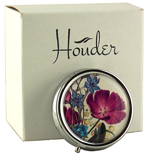 Product Cover Houder Designer Pill Box Decorative Pill Case with Gift Box - Carry Your Meds in Style (Violets)