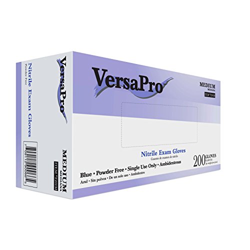 Product Cover VersaPro T201M Nitrile Exam Glove, Non-Latex, Powder Free, Medium, Purple (Pack of 200)