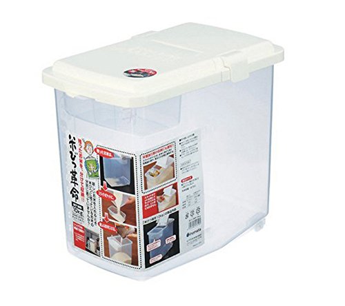 Product Cover JapanBargain 1826, Rice Container Japanese Kome Bitsu Clear Plastic Dry Food Storage with Lid Great for Pet Food Dog Food Cat Food Treat Kitchen Pantry Organization and Storage, 22 lbs