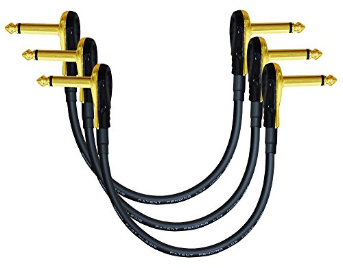 Product Cover 3 Units - 9 Inch - Pedal, Effects, Patch, Instrument Cable Custom Made by WORLDS BEST CABLES - Made Using Mogami 2319 Wire and Eminence Gold Plated ¼ inch (6.35mm) R/A Pancake Type Connectors