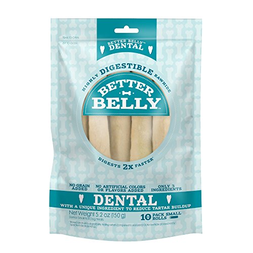 Product Cover Better Belly Dental Rolls, Highly Digestible Rawhide, Reduces Tartar Buildup, 10-Count
