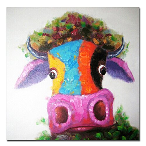 Product Cover Muzagroo Art Cow Oil Paintings Modern Art Handpainted on Canvas Wall Decor Art (24x24in)