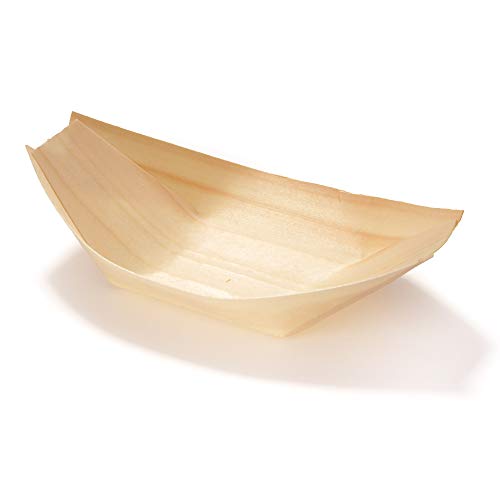 Product Cover BambooMN Brand - Disposable Wood Boat Plates/Dishes, 5.25